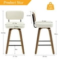 thumbnail image 4 of Swivel Counter Height Bar Stools, Set of 1, 26" Upholstered PU Leather Barstools with Back Wood Legs, Mid Century Modern Bar Chair Island Stool for Kitchen Counter, Cream White, 4 of 10