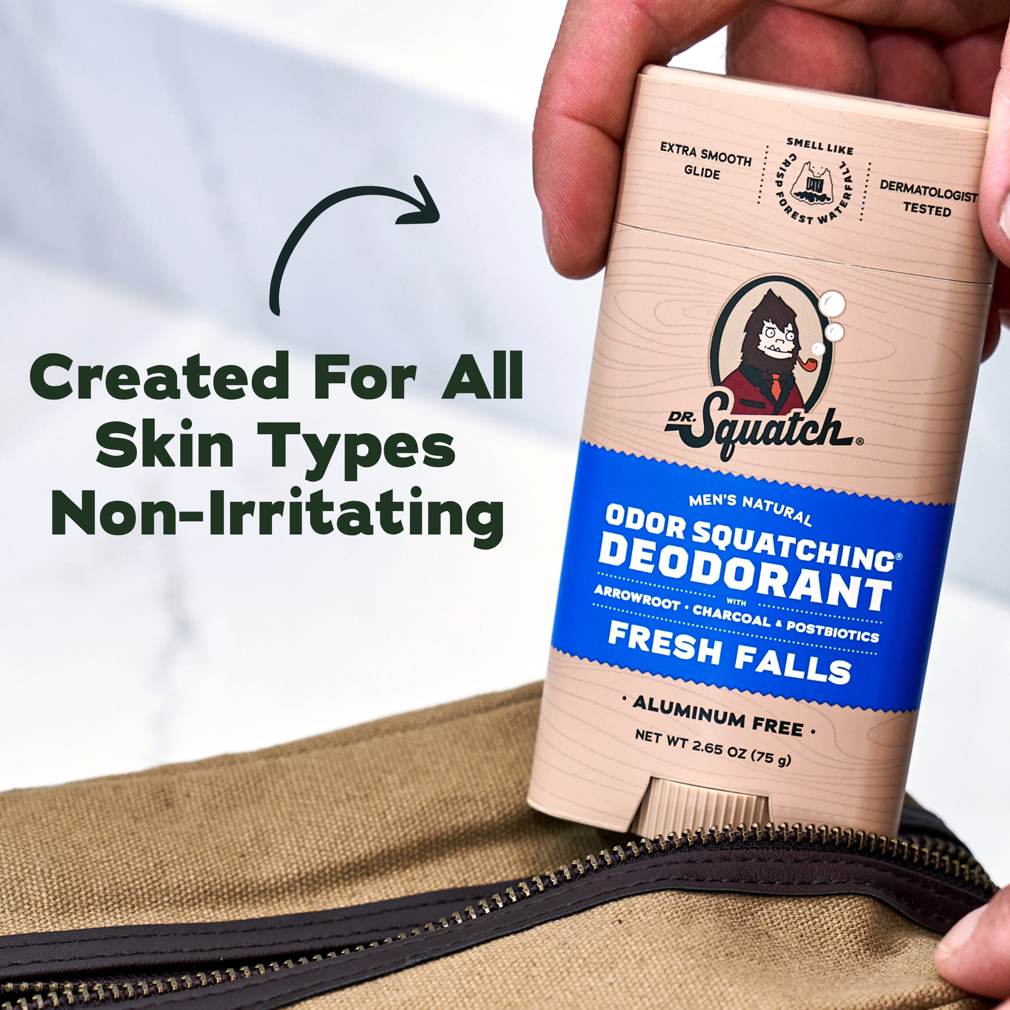 Dr. Squatch Mens Aluminum Free Deodorant, Natural Deodorant for Men, Fresh Falls, 2.65 Oz
