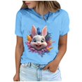 thumbnail image 2 of Tops de Cuello Alto para las Mujeres Amante Impreso Camiseta Cuello Redondo Manga Corta, Poliéster Spandex, 2 of 7