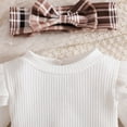 thumbnail image 4 of 3-Piece Kids Girl Outfit Set, Vintage Plaid Dress with Headband & Socks, Brown and White, Snap Crotch, Newborn-18M,Size 3-6 Months, 4 of 9