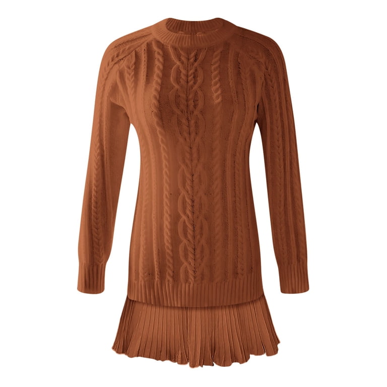 long-sleeve pleated twofer sweater midi dress Current Air Current Air - Tessa Twofer Sweater & Midi Dress Set - Charcoal