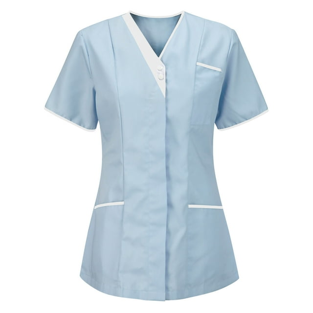 RKSTN Hauts pour Femmes Manches Courtes Col en V Hauts de Travail T-Shirt Imprimé Blouse