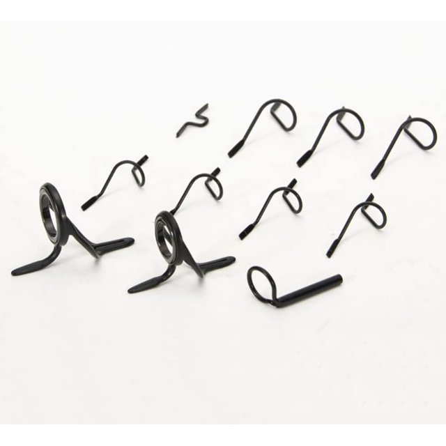 Woeilo 11pcs Fly Fishing Rod Guides Set, Fishing Tip Repair Kit, Hard Snake Guides and Tip Ring Hook Keeper, DIY Eye Rings for Rod Building or Repair Black 11pcs/Box