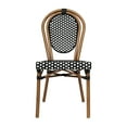 thumbnail image 6 of Emma + Oliver Set of Four Indoor/Outdoor Stacking Thonet Bistro Style Chairs with Black & White PE Rattan Seat and Natural Finished Metal Frame, 6 of 15