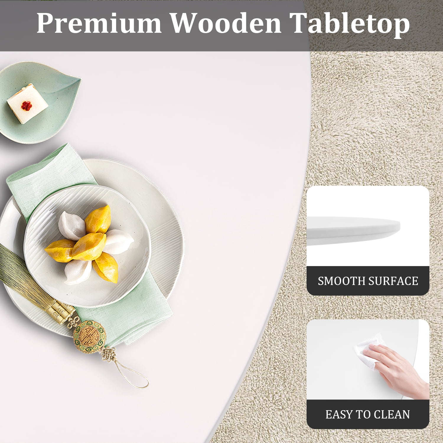 Rongbuk 31.5 in Round MDF Dining Table, White
