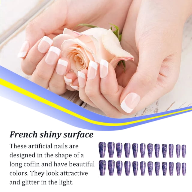 Length Coffin Fake Nail Scratch Resistant Press-on Fingernails Removable Trimble Nail Tip Adjustable Manicure Stickers Girls Type 32
