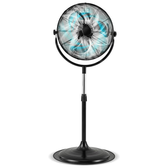 18" Industrial Pedestal Fan, 3 Speeds Standing Fan with Adjustable Height, Vertical Oscillating Function, Powerful Motor, Aluminum Blades for Living Room, Bedroom, Home Office