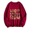 thumbnail image 2 of Women Fleece Sweatshirts Fall Casual Crew Neck Shirts Long Sleeve Oversized Graphic Sweatshirts Red XL, 2 of 3