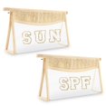 thumbnail image 1 of Bolsa de maquillaje Iqimott Boho Patch con letras transparentes a prueba de agua para mujer, 1 of 7