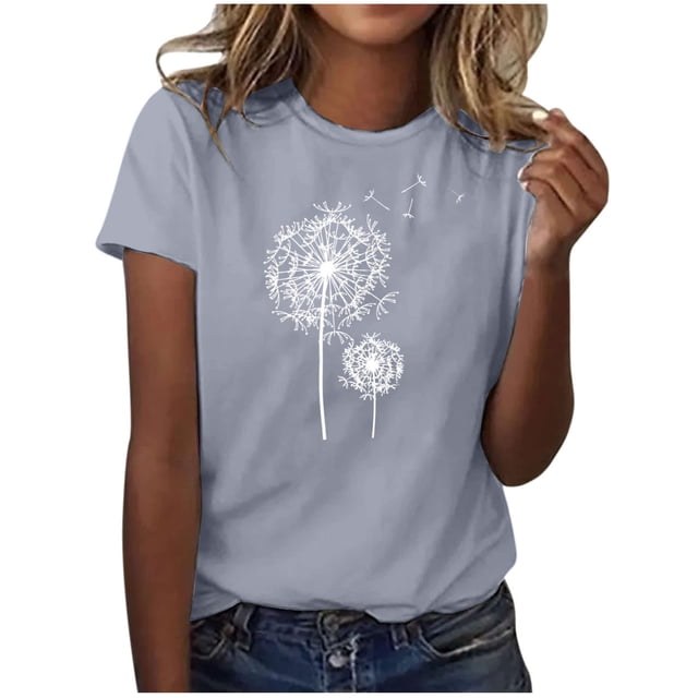 Shorts pour Femmes, Blouses pour Femmes, Mode Féminine Imprimé Manches Courtes Blouse Drôle Col Rond T-Shirt