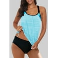 thumbnail image 1 of Maillot de Bain Tankini Doublé Imprimé Bleu Clair pour Femmes, 1 of 17