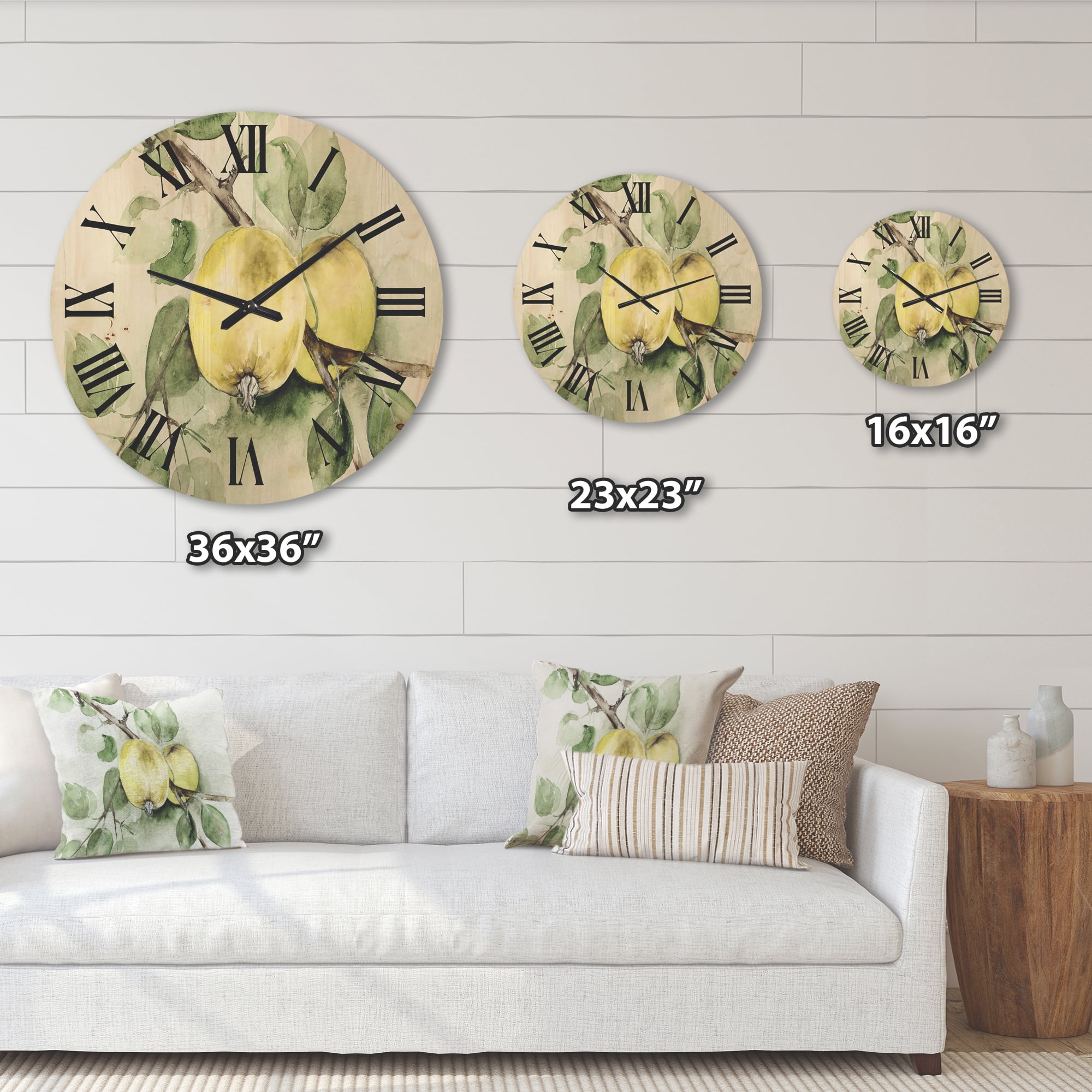Designart 'Ancient Green Appels' Farmhouse Wood Wall Clock