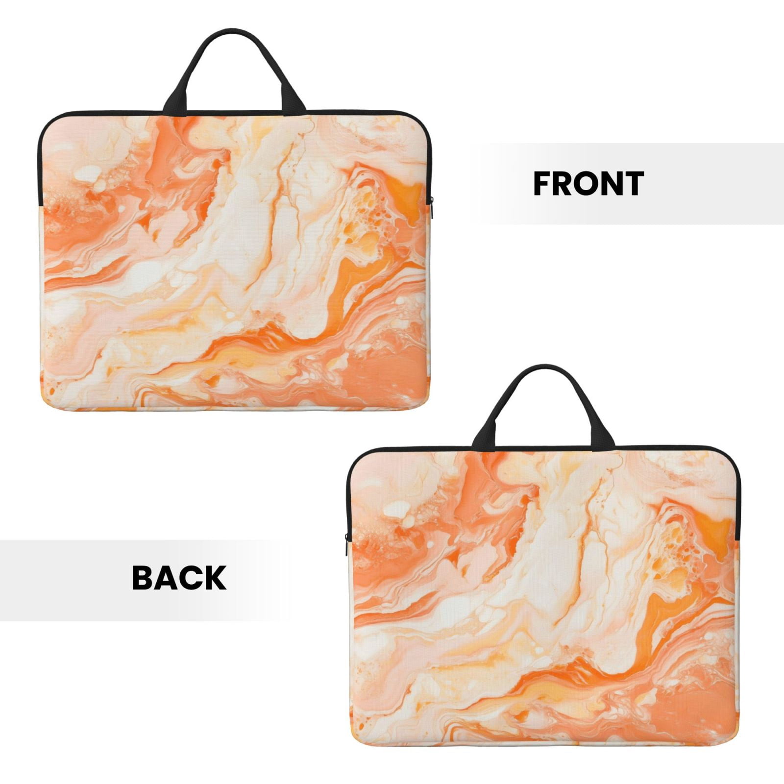 Laptop Sleeve Bag For Women Men 14inch Waterproof Durable Protective Computer Carrying Cover Handle Laptop Case Bag Peachpuff Marble_1