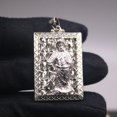 thumbnail image 3 of K-KED Solid 925 Sterling Silver Men Women Lucky Carved Guan Yu Square Oblong Pendant, 3 of 4
