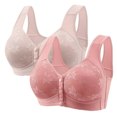 HZLPFO Women s 18 Hour Wireless Bra  Comfort-Strap Wireless Bra  Full-Coverage Bra Silver 42