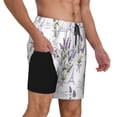 thumbnail image 2 of Naloa Lavender Flowers Print Men Swim Trunks with Compression Liner ,Board Shorts,Men's Swim Shorts with Drawstring and Elastic Waistband-Medium, 2 of 6