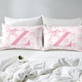 thumbnail image 4 of Pink Bow Bed Sheet Set Twin Size,Princess Style Bowknot Girly Fairy Tale Sheet Set,Initial Letter Z Chic Romantic Bedding Set with 1 Flat & 1 Fitted Sheet with 1 Pillow, 4 of 6