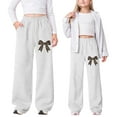 thumbnail image 3 of Byoo Tween Girls Printed Jogger Pants Soft Leopard Bow Graphic Elastic Waist Trousers School Active Pants for Kids, 3 of 3