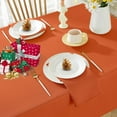 thumbnail image 3 of Christmas Tablecloth Rectangle Waterproof Wrinkle Free Table Cloth, Textured Fabric Faux Linen Table Cover for Fall Thanksgiving, Autumn, Harvest, Holiday(60 x 120 Inch Rectangular, Rust/Burnt Orange), 3 of 6