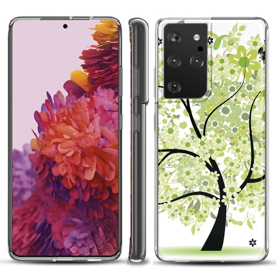 Slim-Fit Lightweight Protective Phone Case compatible with Samsung Galaxy S21 ULTRA 5G, by OneToughShield ® - Green Tree