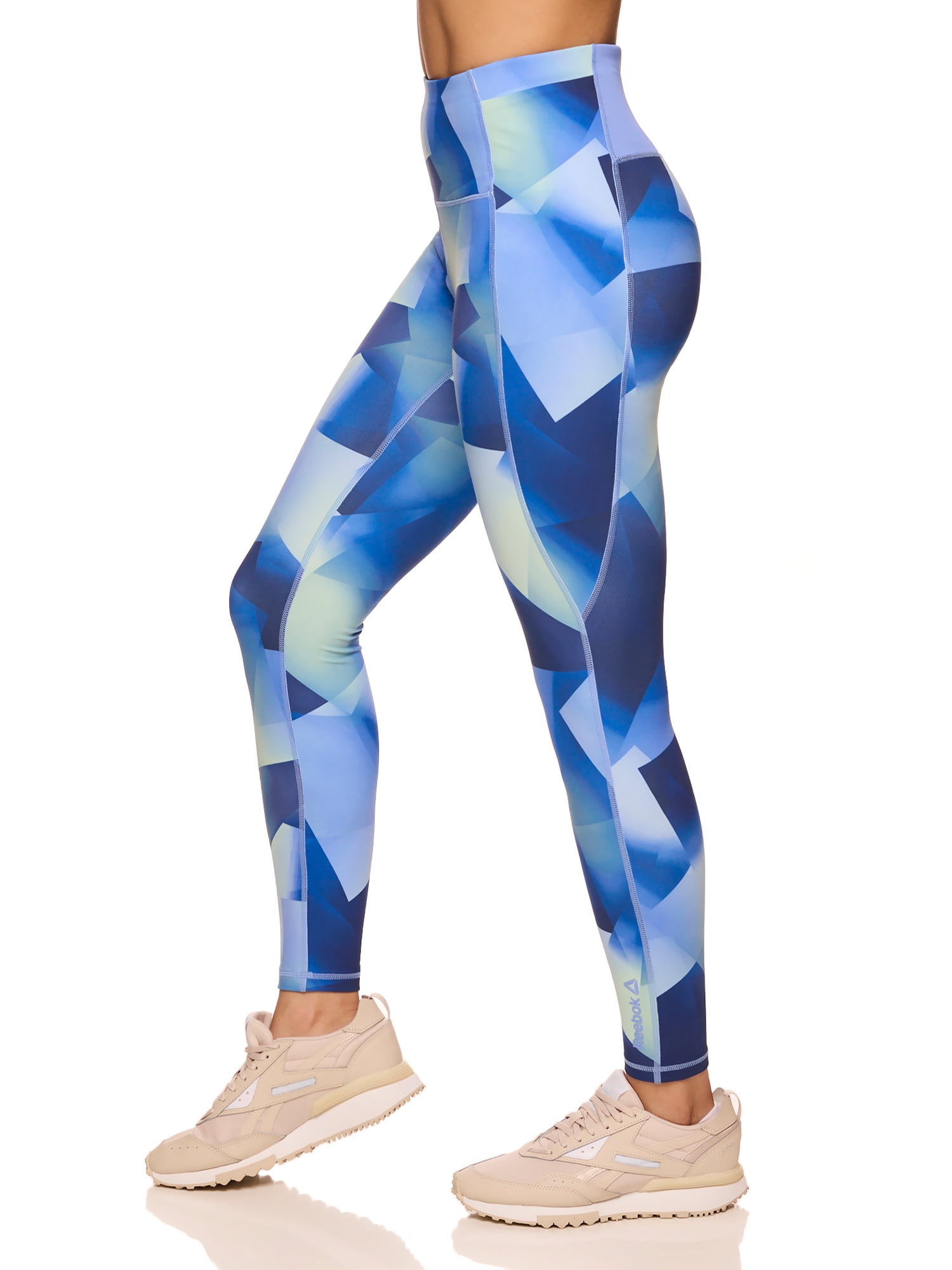 $40 Reebok Women's Blue Logo High Waist Stretch Legging Pants Size