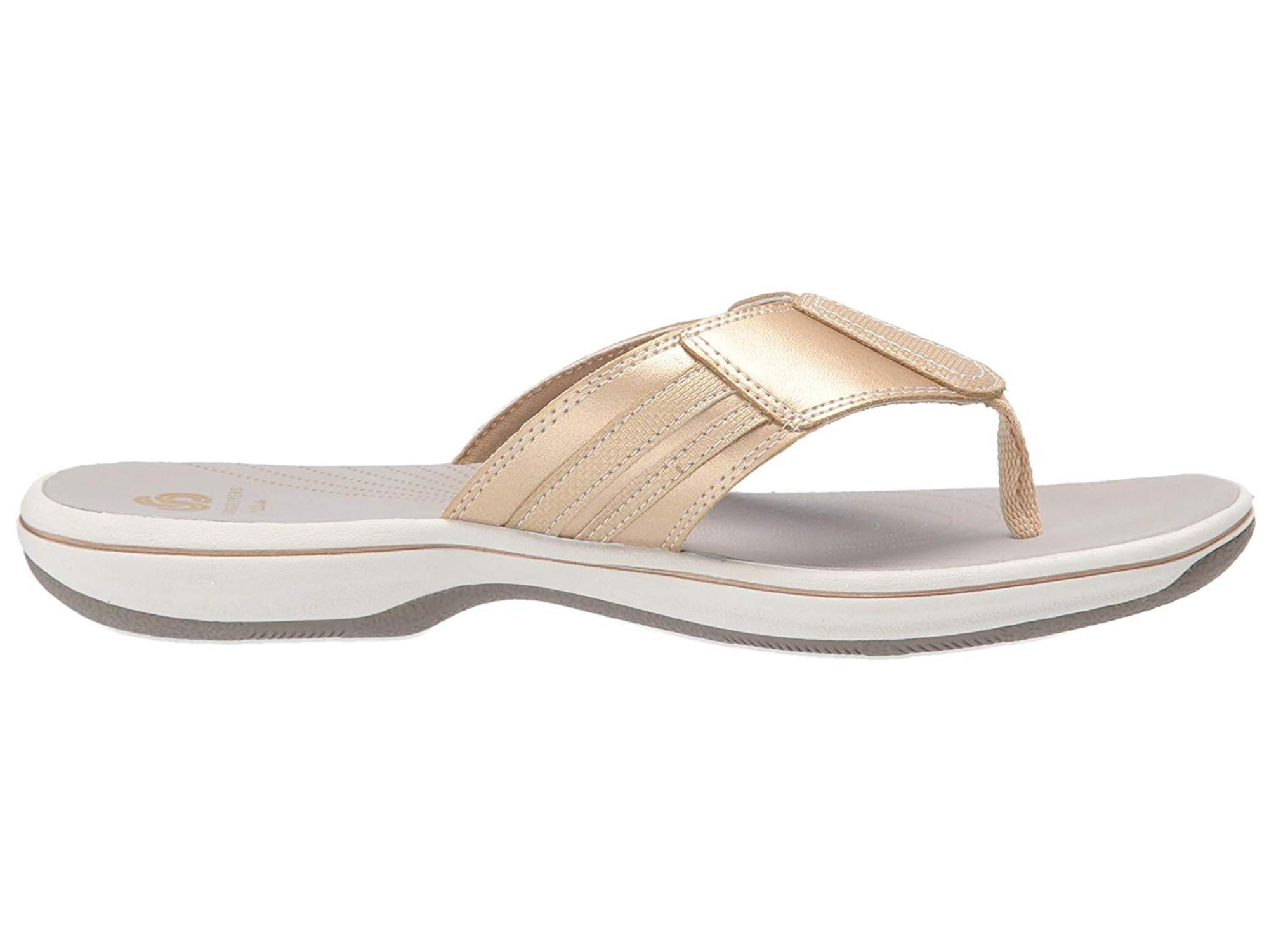 clarks gold flip flops