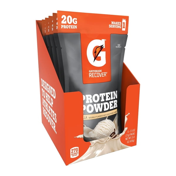 Gatorade Recover Whey Protein Powder Vanilla Single Serve 2.5 oz Packets Pack of 6 Walmart