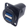thumbnail image 1 of Panel Mount Pass Through Adapter, USB Coupler Socket A Port Efficient Strong Stability High Speed Transmission Female To Female  for 86 Machine Cabinets Silver Case,Black Case, 1 of 8