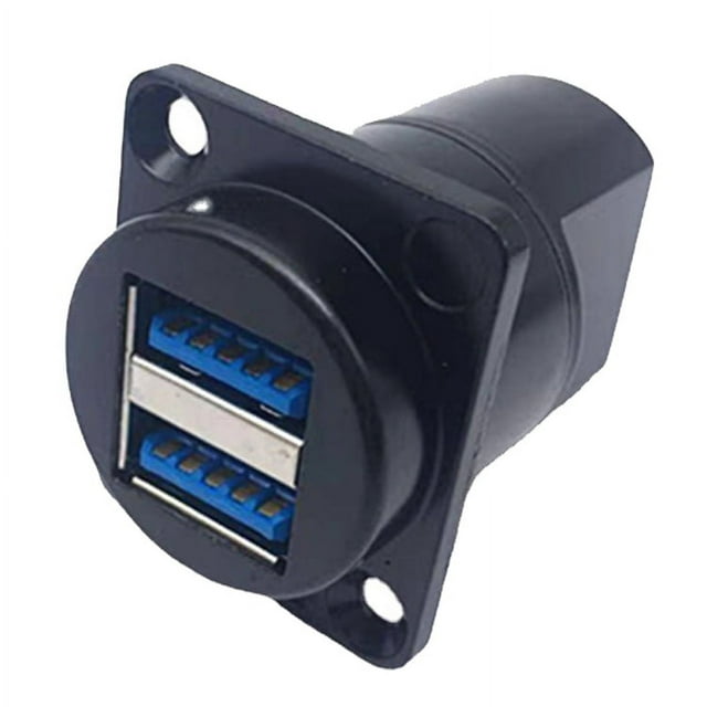 USB 3.0 Socket, Female To Female Panel Mount Pass Through Adapter Efficient High Speed Transmission Strong Stability Dual USB for 86 Machine Cabinets Silver Case,Black Case