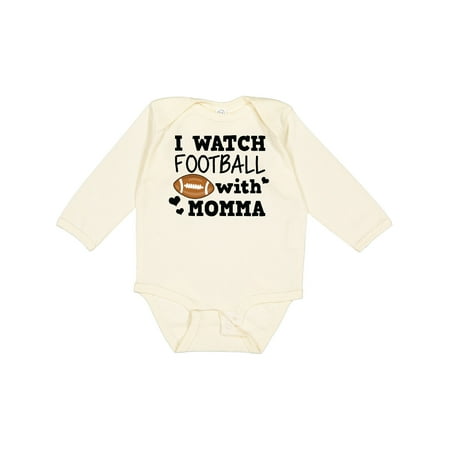 

Inktastic I Watch Football with My Momma Gift Baby Boy Long Sleeve Bodysuit