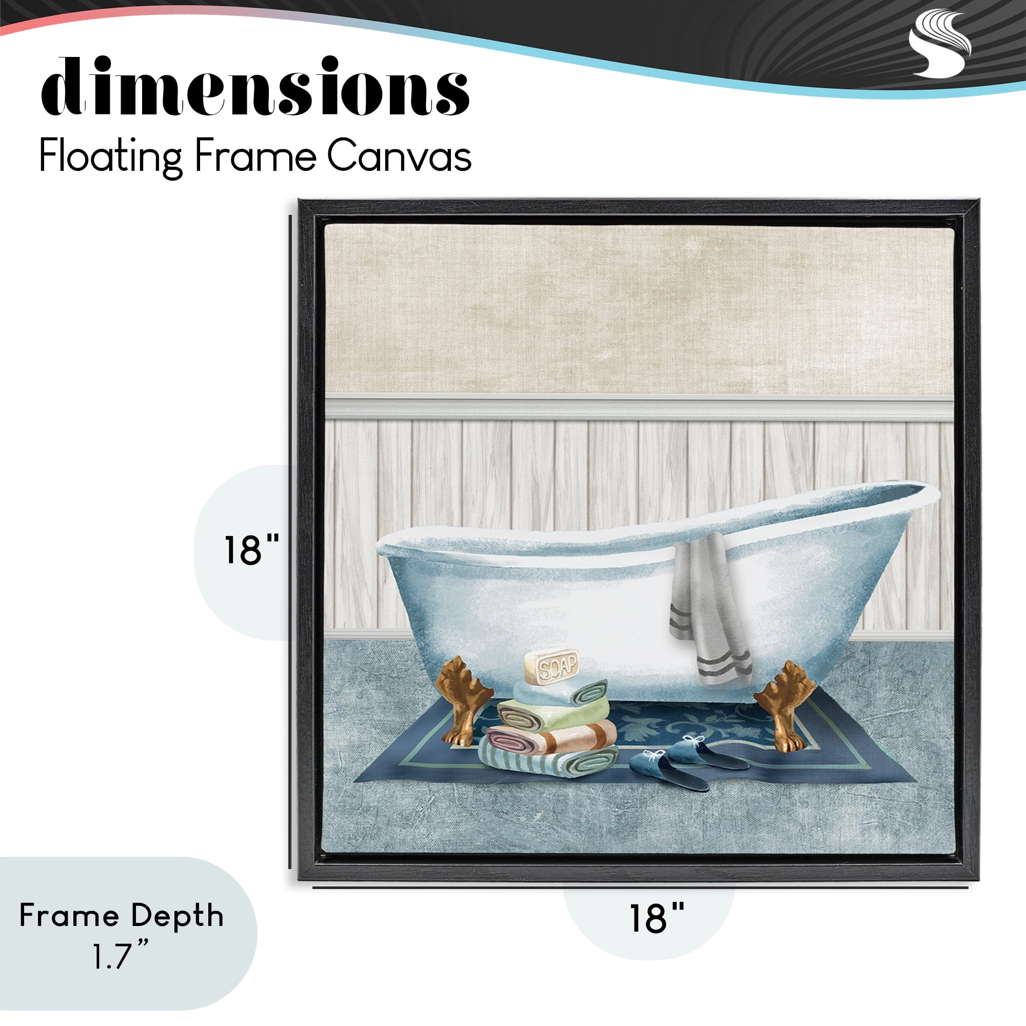 Stupell Industries Cozy Clawfoot Bathtub Spa Black Framed Floater Canvas Wall Art, design by Conrad Knutsen