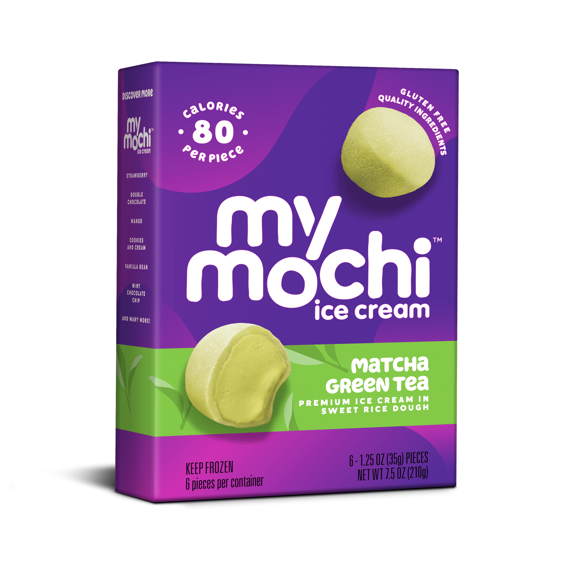My/Mochi Ice Cream, Green Tea, Premium, Net Content 6 Count 1.25oz Soft Pieces