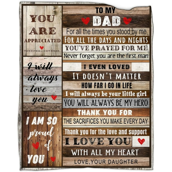 Birthday Gifts for Dad from Daughter - 50''''x60'''' Soft Cozy Flannel Throw Blanket for Christmas, Happy Birthday
