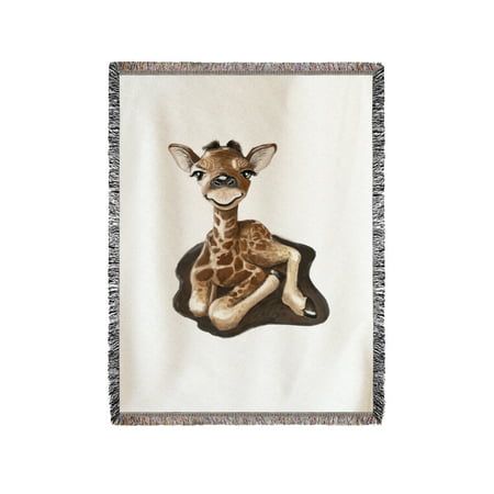 Chenille Giraffe - Baby Giraffe - Lantern Press Artwork (60x80 Woven Chenille Yarn Blanket)