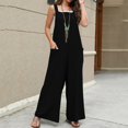 thumbnail image 2 of Lisingtool Womens Overalls Women's Sleeveless Overalls Jumpsuit Casual Solid Summer Wide Leg Pants Jumpsuit Romper with Button Pockets Casual Jumpsuits for Women Dressy Black, 2 of 4