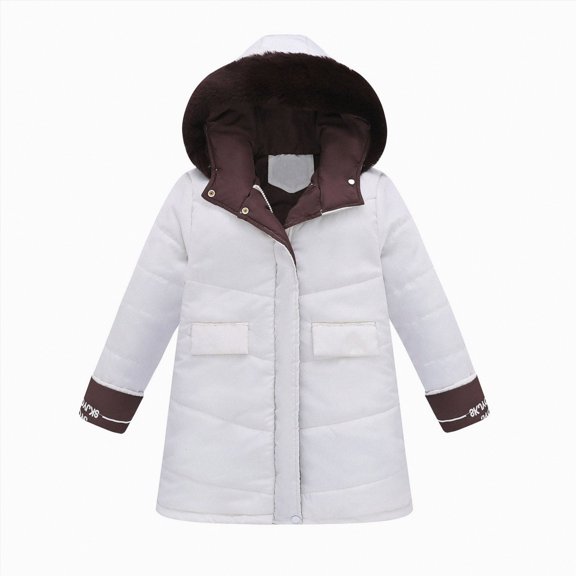 Ccpelsie Girls Winter Jacket Puffer Parka Coat Winter Warm Jacket for Girls Fashion Casual Outwear for Kids(White,9-10 Years)