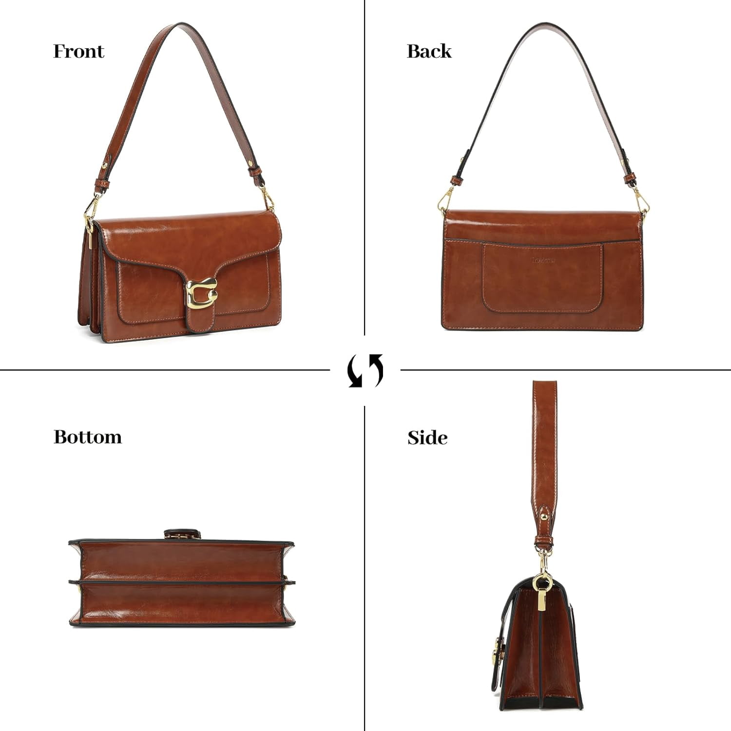 Lohol Crossbody Bags for Women Trendy - Small Cross Body Purse Shoulder Bag Leather Handbags Evening Clutch with 2 Straps(Red Brown)