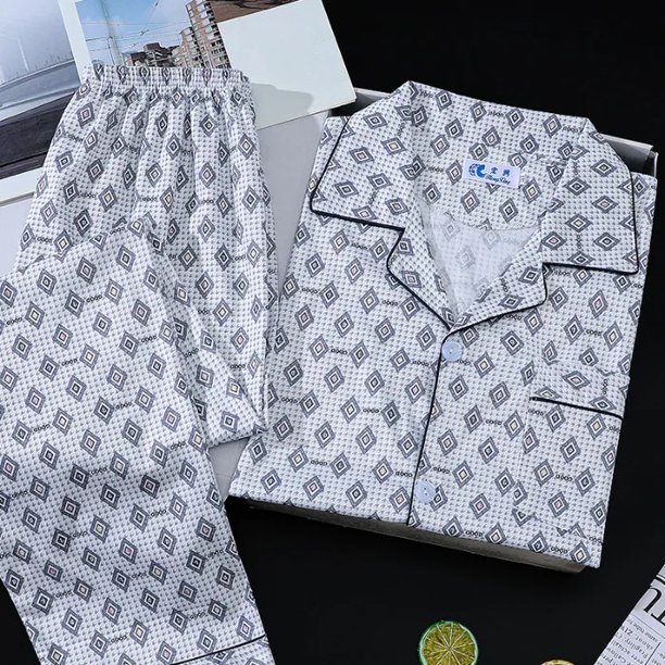 Conjunto de pijama de algodón para hombre, camisa informal de manga larga de talla grande, pantalones, ropa de dormir con estampado a cuadros para primavera y otoño