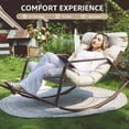 thumbnail image 4 of RADIATA Oversized Papasan Rocking Recliner Chair with Footrest, 400lbs Wicker Lounge Chair for Indoor Outdoor Patio, Living Room, 2PCS,Beige, 4 of 12