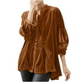 thumbnail image 2 of Heisall Velvet Tops for Women Dressy 3/4 Sleeve Open Front Babydoll Tops Fashion Elegant Velour Pullover Casual Loose Blouses, 2 of 8