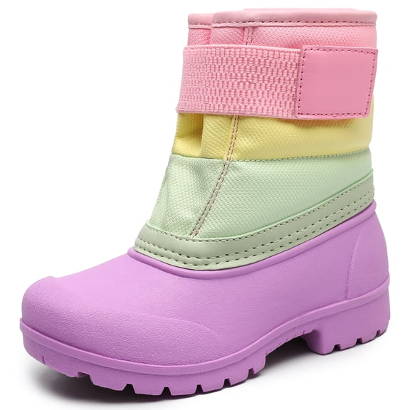 NCCB Boys Girls Snow Boots Warm Winter Boots Waterproof Outdoor Boots Purple 1 Big Kid