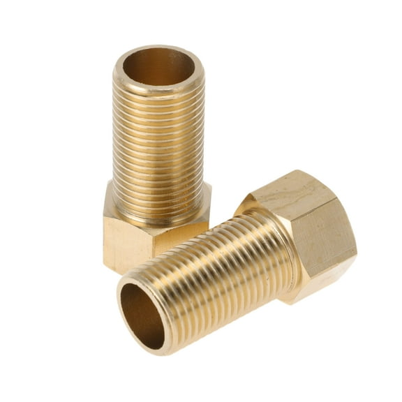 Unique Bargains Brass Pipe Fitting 1/2" Female x 1/2" Male Female to Male Nipple Adapter 1.97" Length 2 Pcs