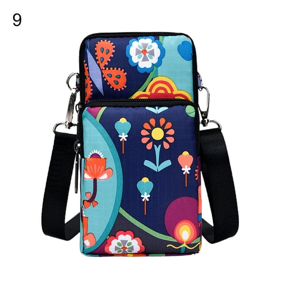Trayknick Women Coin Purse Floral Print Shoulder Strap Mini Wear-resistant Space-saving Crossbody Bag for Daily Life As the picture size 9