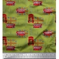 thumbnail image 1 of Soimoi Green Rayon Fabric London Theme Architectural Print Fabric by the Yard 56 Inch Wide, 1 of 3