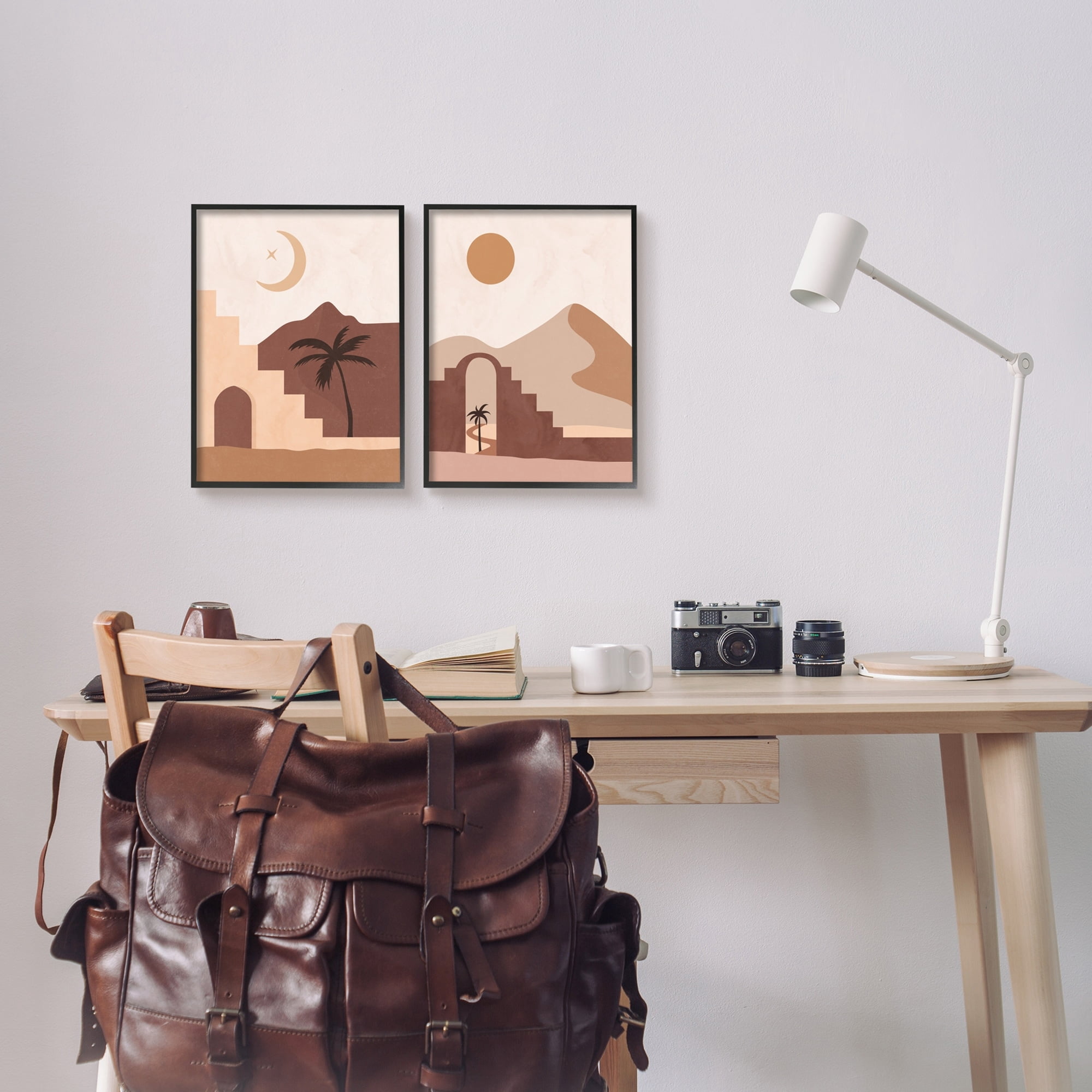 Stupell Industries Desert Oasis Retreat Day Night Palm Dune Landscape,11 x 14, Design by Nina Blue