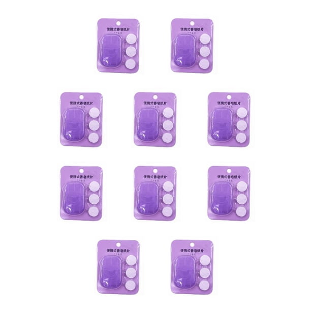Ounissouiy Papel de jabón, sábanas de aseo desechables para lavar a mano, toallas de limpieza de viaje, al aire libre, rebanada de baño, piel, Lavanda 10piezas