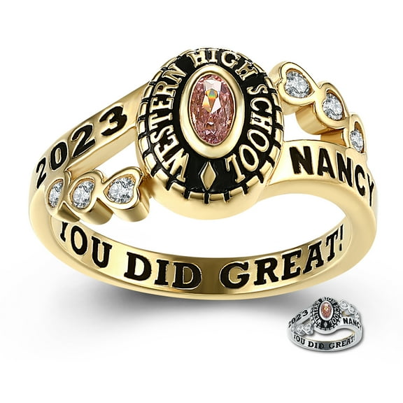 Mementos PJM Custom Women's Class Rings 10kt Yellow Gold for High School or College Graduation