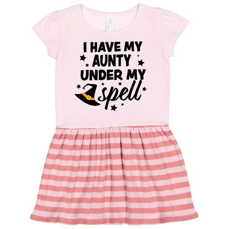 

Inktastic I Have My Aunty Under My Spell with Cute Witch Hat Gift Toddler Girl Dress