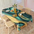 thumbnail image 3 of Teal Gold Marble Pattern Rectangle Tablecloth 60"x120",Waterproof Polyester Rectangle Table Cloth, Wipeable Spillproof Polyester Tablecloth for Dining, Camping, Indoor and Outdoor, 3 of 6