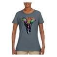 thumbnail image 2 of Colorful Rainbow Floral Elephant Animal Lover Womens Graphic T-Shirt, Charcoal, Small, 2 of 3